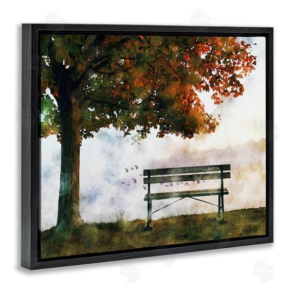 Stupell Industries Ziwei Li | Quiet Autumn Park Bench And Tree Surrealist Illustration Wall Art