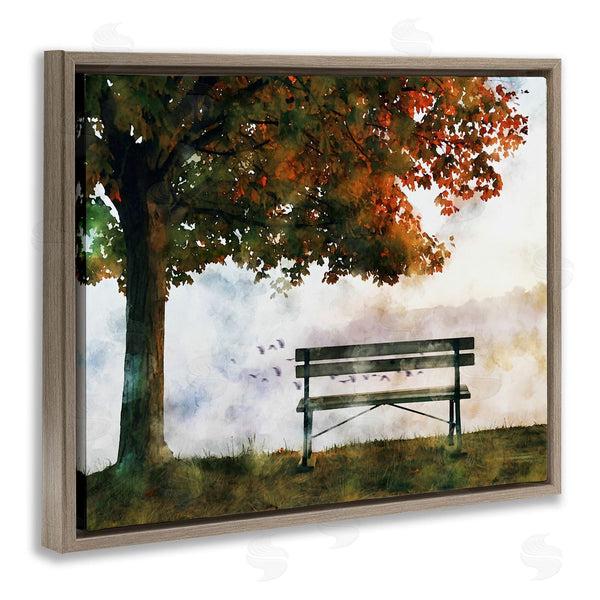 Stupell Industries Ziwei Li | Quiet Autumn Park Bench And Tree Surrealist Illustration Wall Art
