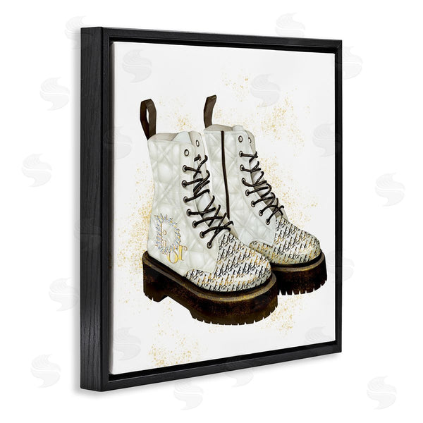 Stupell Industries Ziwei Li | Quilted Leather Fashion Boots Brilliant Gems Deluxe Pattern Wall Art
