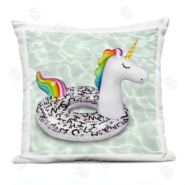 Stupell Industries Ziwei Li | Rainbow Unicorn Fashion Summer Float Printed Throw Pillow