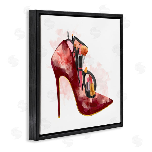 Stupell Industries Ziwei Li | Red Fashion Heels With Cosmetic Accessories