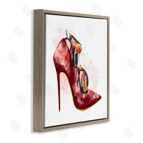 Stupell Industries Ziwei Li | Red Fashion Heels With Cosmetic Accessories