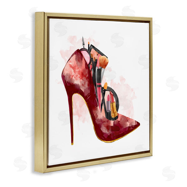 Stupell Industries Ziwei Li | Red Fashion Heels With Cosmetic Accessories