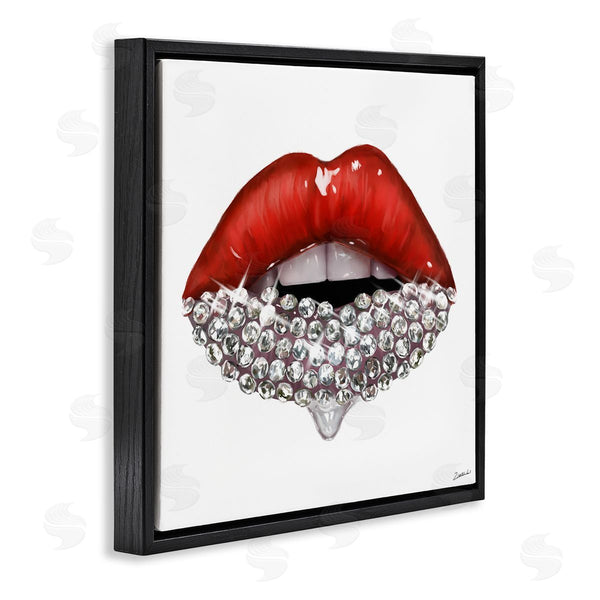 Stupell Industries Ziwei Li | Red Glam Lips With Gemstones