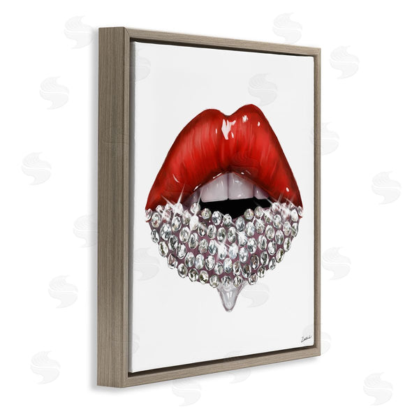 Stupell Industries Ziwei Li | Red Glam Lips With Gemstones
