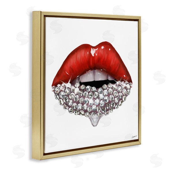 Stupell Industries Ziwei Li | Red Glam Lips With Gemstones