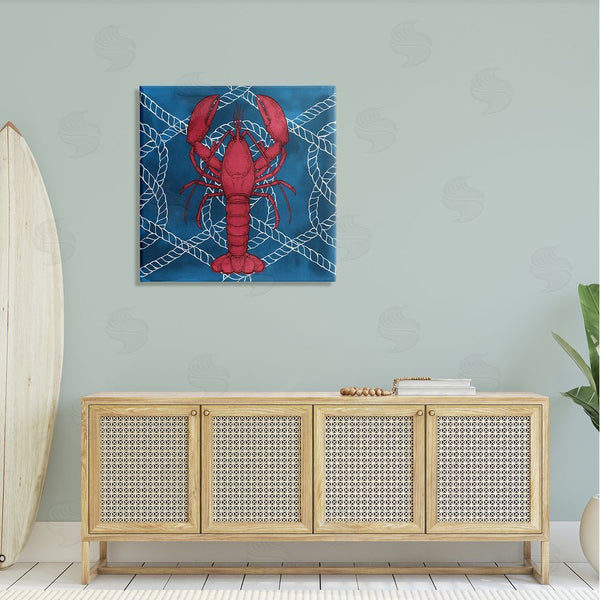 Stupell Industries Ziwei Li | Red Lobster Outline Rope Pattern Ocean Life Wall Art