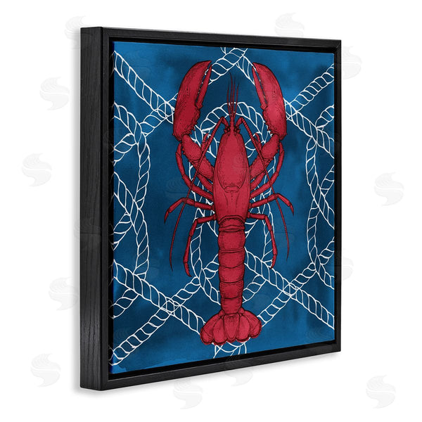 Stupell Industries Ziwei Li | Red Lobster Outline Rope Pattern Ocean Life Wall Art