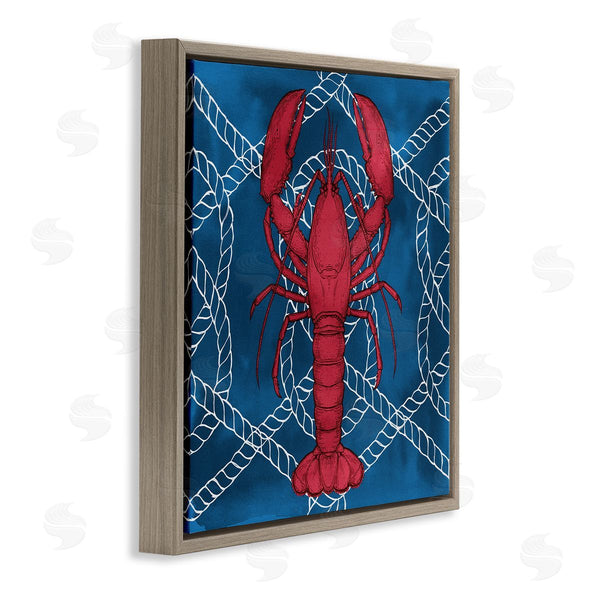 Stupell Industries Ziwei Li | Red Lobster Outline Rope Pattern Ocean Life Wall Art