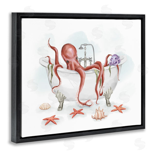 Stupell Industries Ziwei Li | Red Octopus Nautical Claw Bath Sea Shells Wall Art