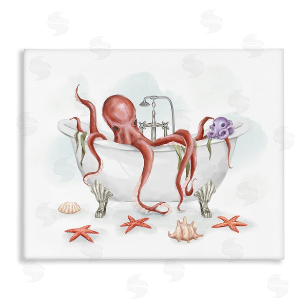 stupell industries Ziwei Li | Red Octopus Nautical Claw Bath Sea Shells Wall Art