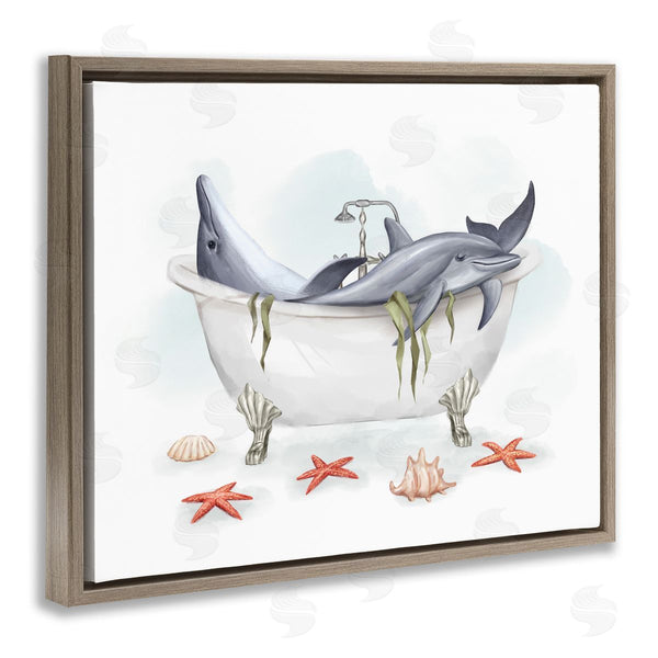 Stupell Industries Ziwei Li | Relaxing Dolphins Swimming Bathtub