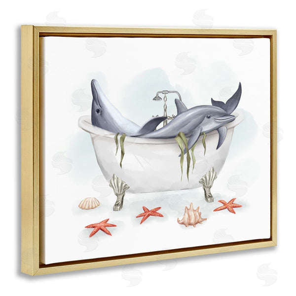 Stupell Industries Ziwei Li | Relaxing Dolphins Swimming Bathtub