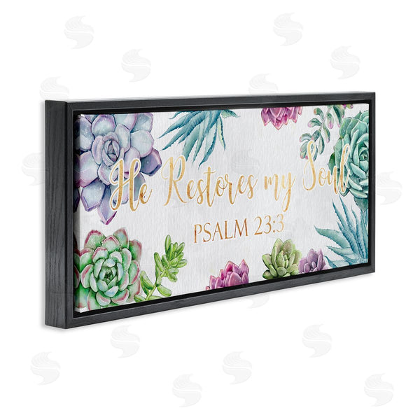 Stupell Industries Ziwei Li | Restores My Soul Psalm 23:3 Blooming Succulents