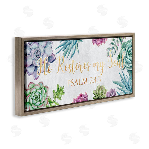 Stupell Industries Ziwei Li | Restores My Soul Psalm 23:3 Blooming Succulents