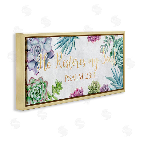 Stupell Industries Ziwei Li | Restores My Soul Psalm 23:3 Blooming Succulents