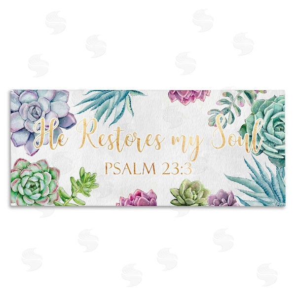 stupell industries Ziwei Li | Restores My Soul Psalm 23:3 Blooming Succulents