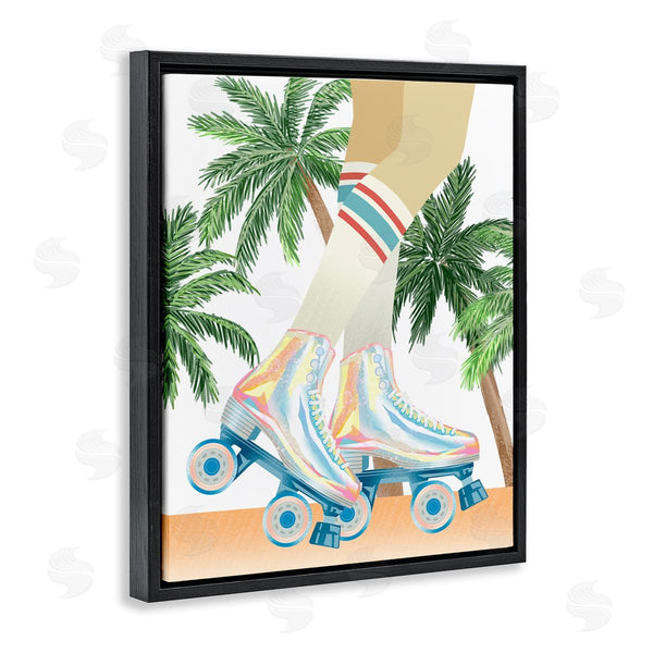 Stupell Industries Ziwei Li | Retro Pop Roller Skates Tropical Palm Tree Summer Wall Art