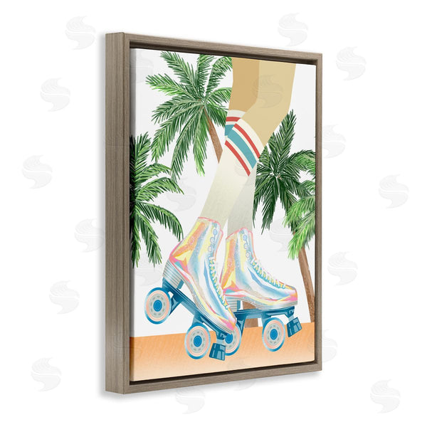 Stupell Industries Ziwei Li | Retro Pop Roller Skates Tropical Palm Tree Summer Wall Art