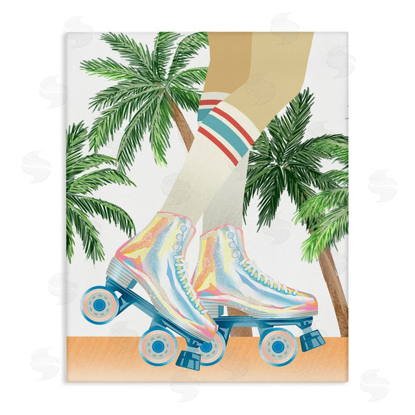 stupell industries Ziwei Li | Retro Pop Roller Skates Tropical Palm Tree Summer Wall Art