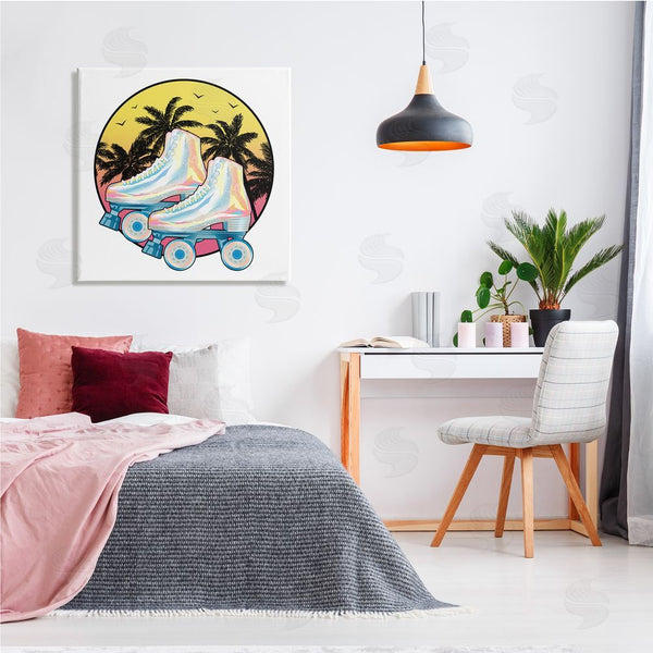 Stupell Industries Ziwei Li | Retro Tropical Summer Sky Vintage Roller Skating Derby Wall Art