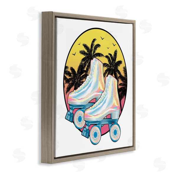 Stupell Industries Ziwei Li | Retro Tropical Summer Sky Vintage Roller Skating Derby Wall Art