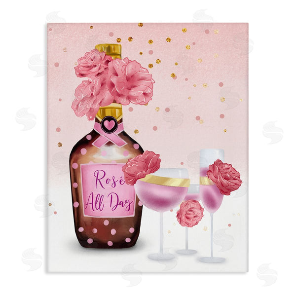 stupell industries Ziwei Li | Rosé All Day with Pink Polka Dots