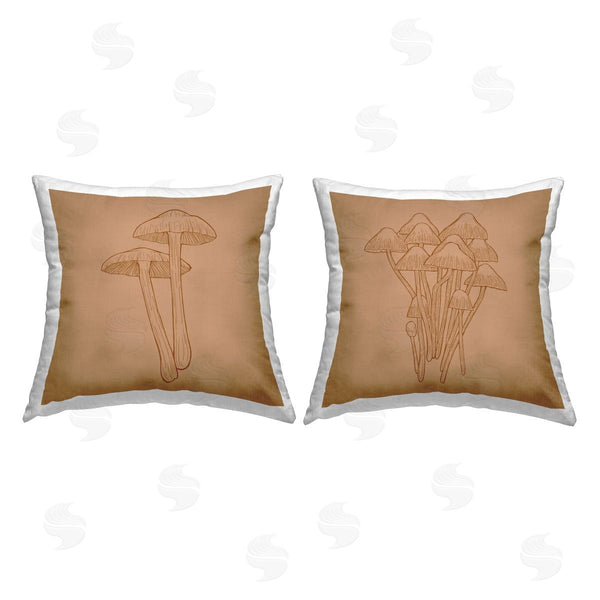 stupell industries Ziwei Li | Rustic Forest Mushrooms Intricate Nature Details Printed Throw Pillow Set