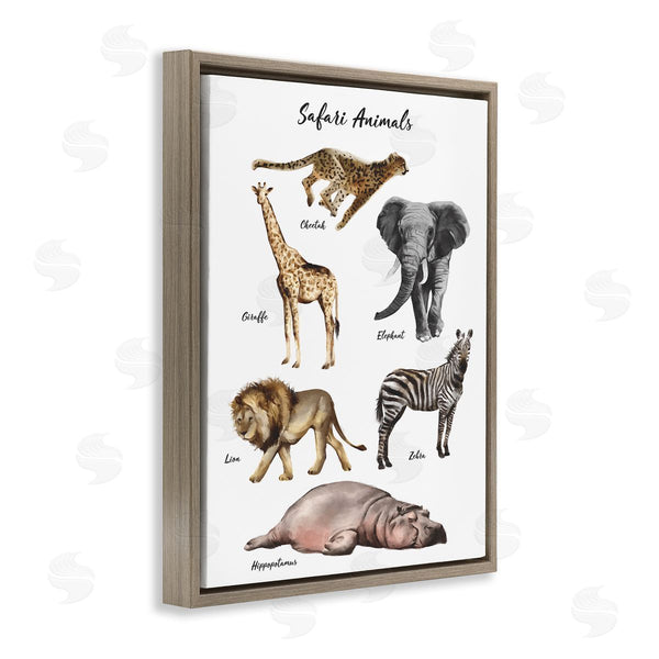Stupell Industries Ziwei Li | Safari Animal Chart Playful Watercolor Illustrations