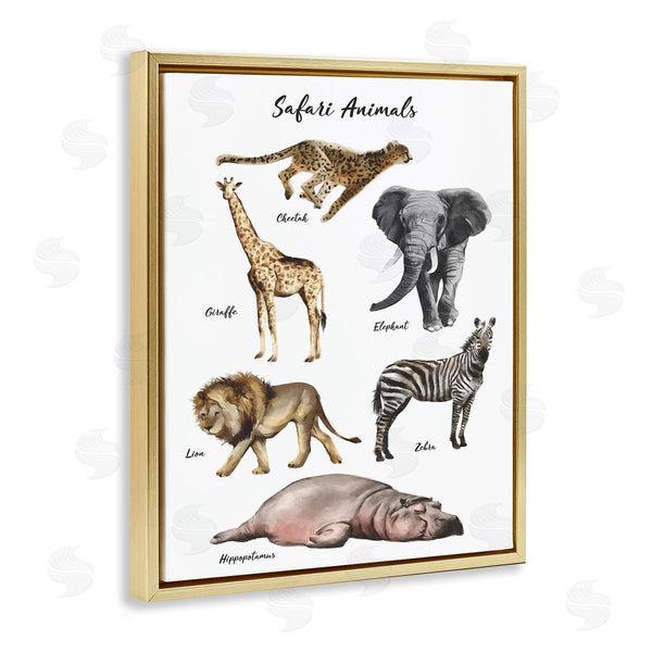Stupell Industries Ziwei Li | Safari Animal Chart Playful Watercolor Illustrations