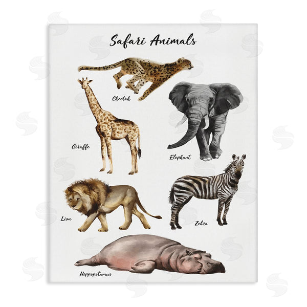 stupell industries Ziwei Li | Safari Animal Chart Playful Watercolor Illustrations