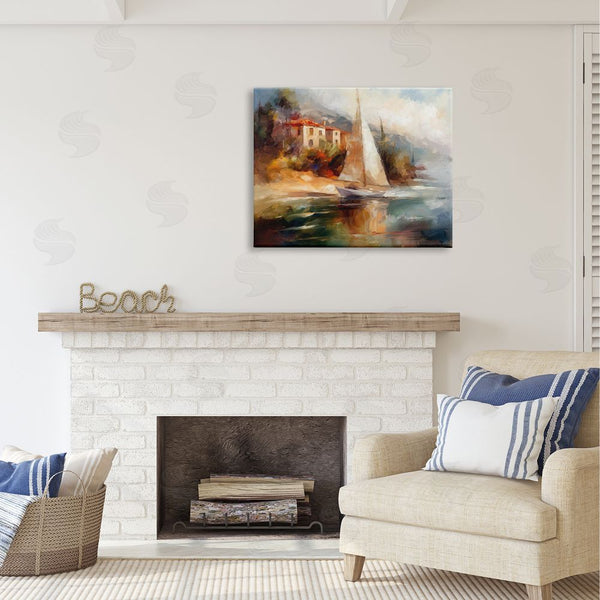 Stupell Industries Ziwei Li | Sailboat By Town Shore Wall Art
