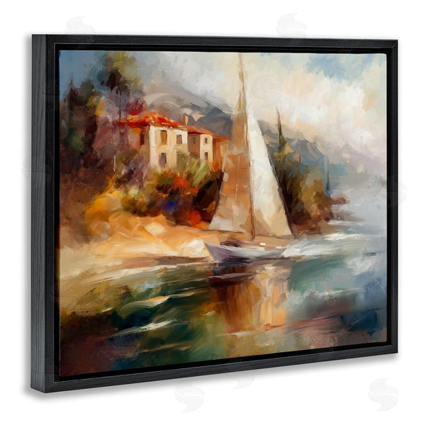 Stupell Industries Ziwei Li | Sailboat By Town Shore Wall Art