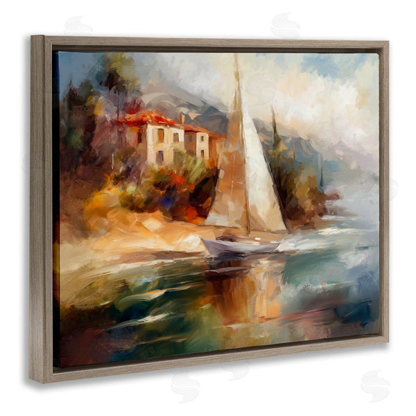 Stupell Industries Ziwei Li | Sailboat By Town Shore Wall Art