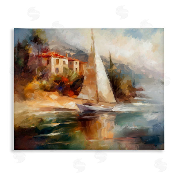 stupell industries Ziwei Li | Sailboat by Town Shore Wall Art