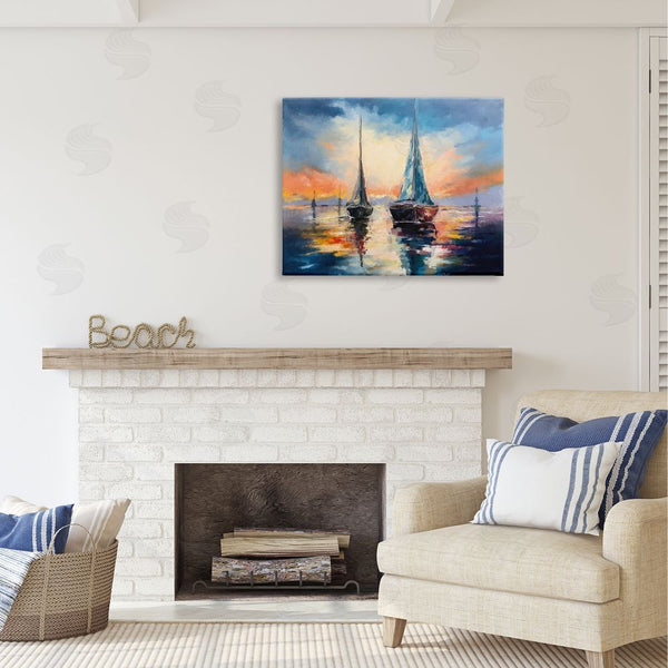 Stupell Industries Ziwei Li | Sailboats And Ocean Sunset Wall Art
