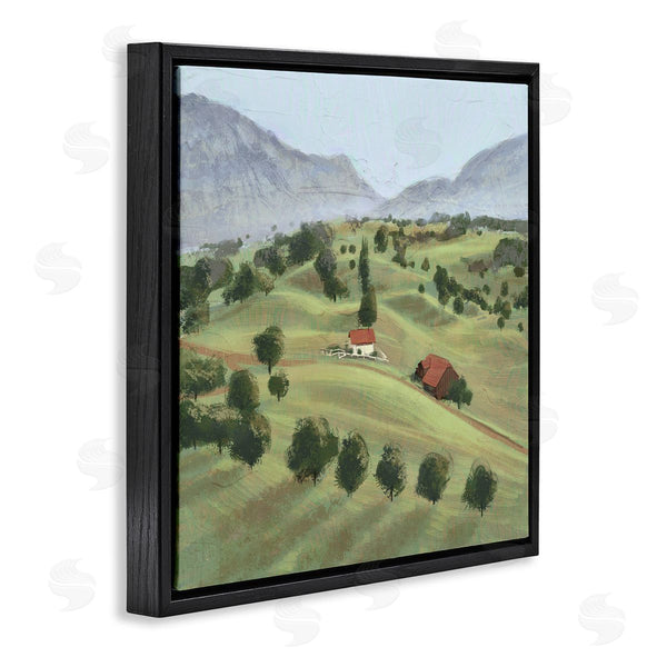 Stupell Industries Ziwei Li | Scenic Countryside Sloped Hills Distant Rural Cottages Wall Art