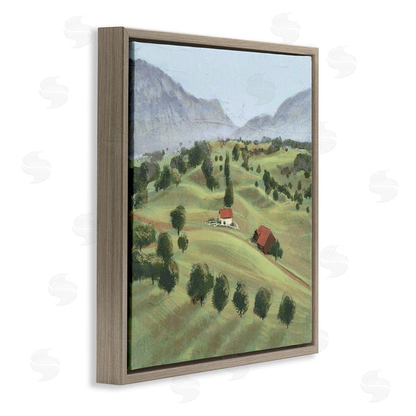Stupell Industries Ziwei Li | Scenic Countryside Sloped Hills Distant Rural Cottages Wall Art