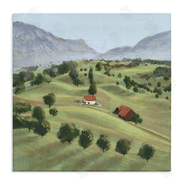 stupell industries Ziwei Li | Scenic Countryside Sloped Hills Distant Rural Cottages Wall Art
