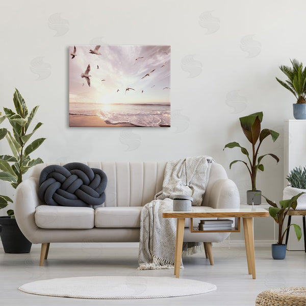 Stupell Industries Ziwei Li | Seagulls Over Beach Coast Surf Nautical Landscape Wall Art
