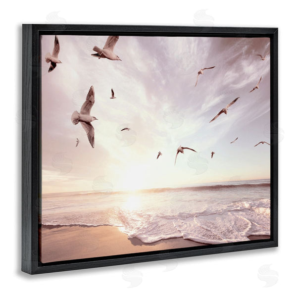 Stupell Industries Ziwei Li | Seagulls Over Beach Coast Surf Nautical Landscape Wall Art