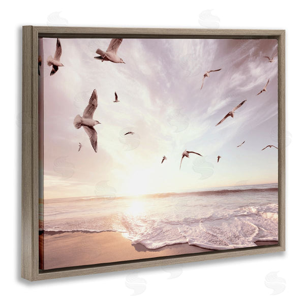 Stupell Industries Ziwei Li | Seagulls Over Beach Coast Surf Nautical Landscape Wall Art