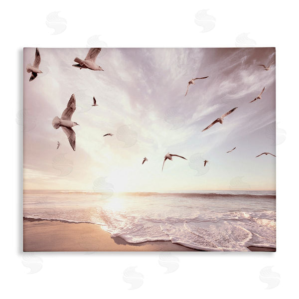 stupell industries Ziwei Li | Seagulls over Beach Coast Surf Nautical Landscape Wall Art