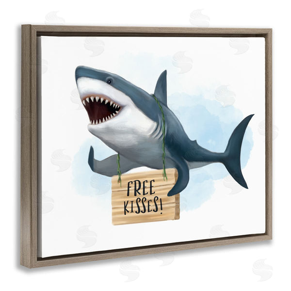 Stupell Industries Ziwei Li | Shark With Free Kisses Sign Wall Art