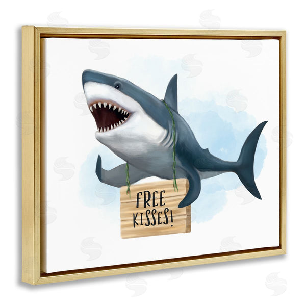 Stupell Industries Ziwei Li | Shark With Free Kisses Sign Wall Art