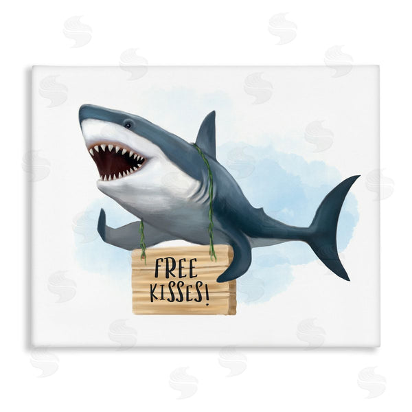 stupell industries Ziwei Li | Shark with Free Kisses Sign Wall Art