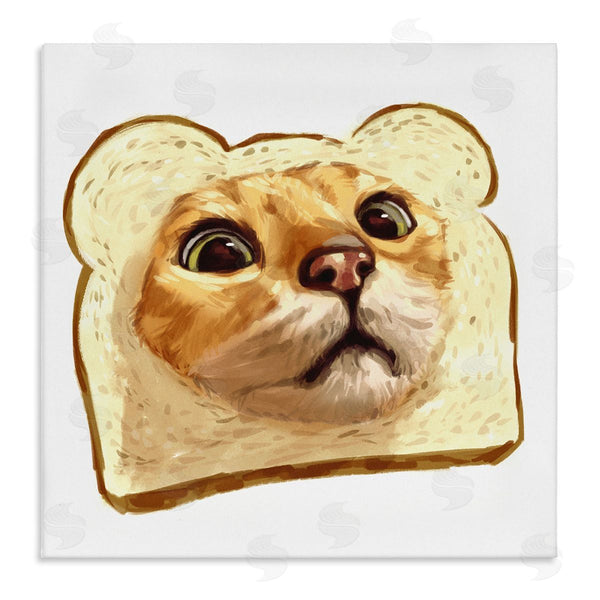 stupell industries Ziwei Li | Silly Tabby Cat Face Head Inside Toast Bread Wall Art