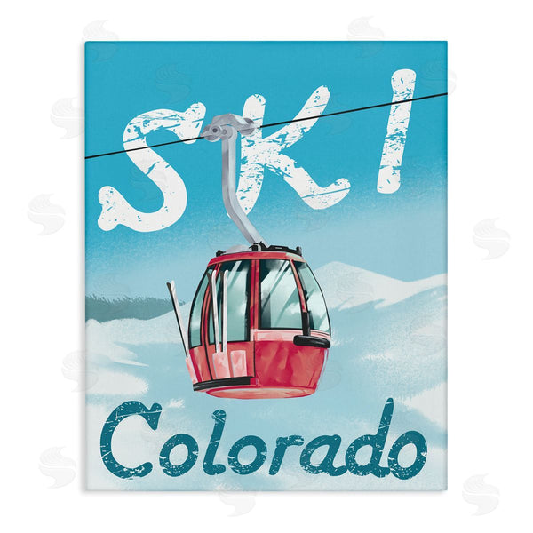 stupell industries Ziwei Li | Ski Colorado Winter Mountain Trolly Snowy Hill Wall Art