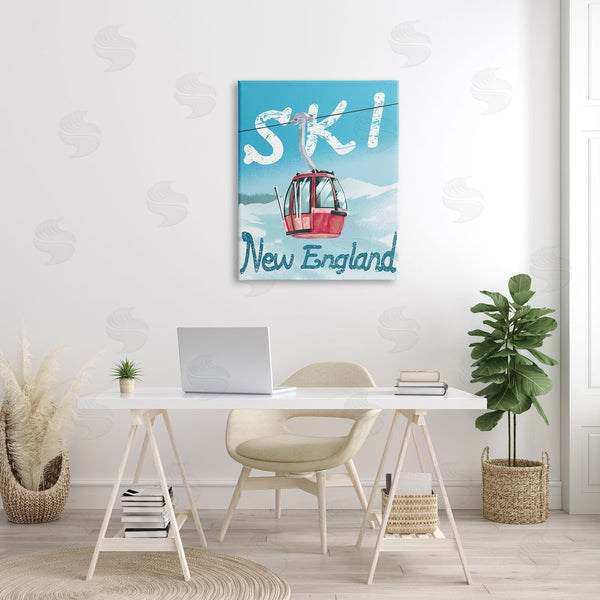 Stupell Industries Ziwei Li | Ski New England Red Winter Trolly Mountains Wall Art