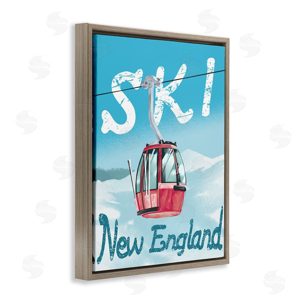 Stupell Industries Ziwei Li | Ski New England Red Winter Trolly Mountains Wall Art